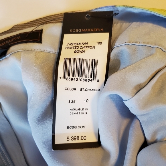 BCBGMaxAzria BT Chambra Silk Halter Metallic Draped Goddess Maxi Dress S… - Picture 4 of 15